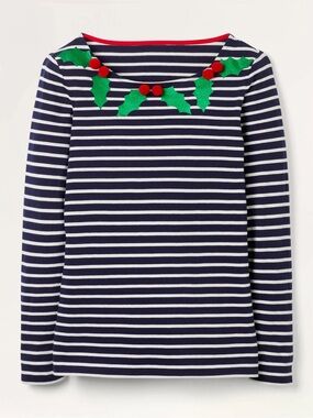 Boden Christmas Breton shirt size 8